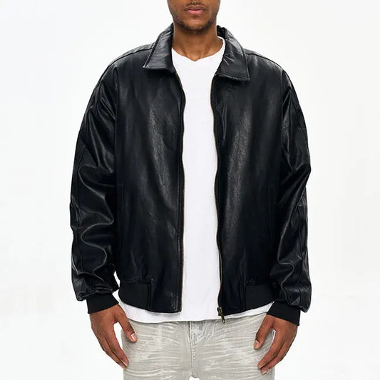 Veste noire à fermeture zippée avec col classique