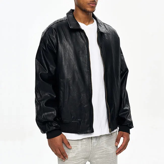 Veste noire à fermeture zippée avec col classique