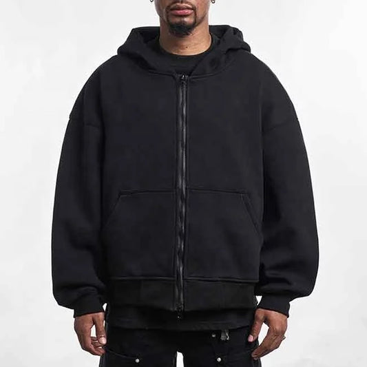 Sweat à capuche noir avec fermeture zippée