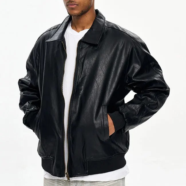 Veste noire à fermeture zippée avec col classique