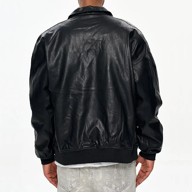 Veste noire à fermeture zippée avec col classique