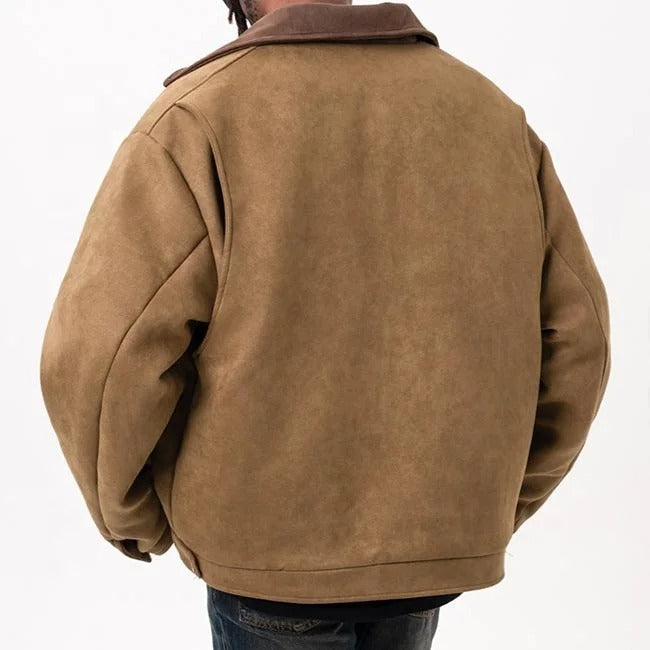 Veste marron avec fermeture zippée et col montant